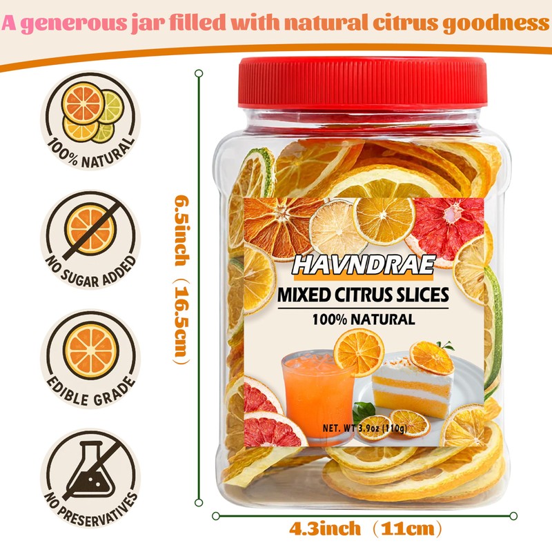 70+ Mixed Dried Citrus Slices – 4 Varieties of Dehydrated