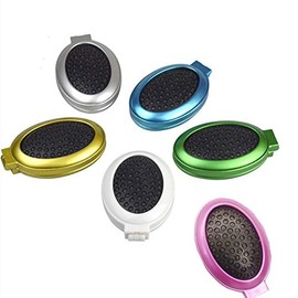 Balancy - cepillo para polvo de viaje ovalado con espejo plegable y bolsillo para el pelo, mini peine de viaje con espejo de maquillaje (6 piezas)