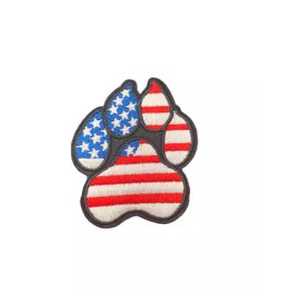 Dog Puppy Paw Print American Flag USA Patch, Iron On/Sew On