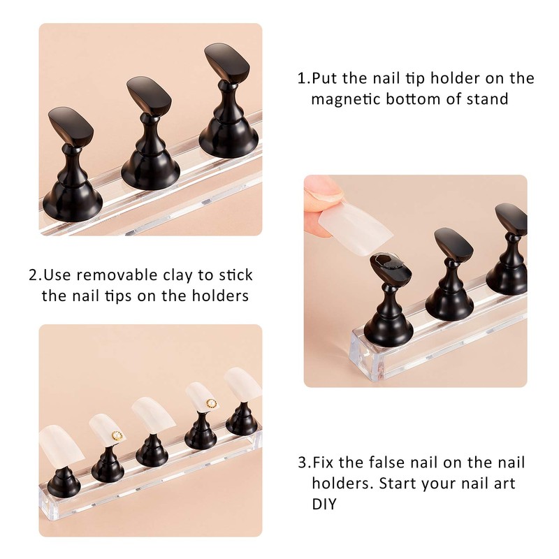 2 Sets Acrylic Nail Display Stand Nail Tip Practice Holder