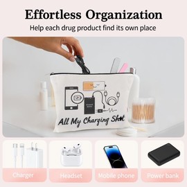 YangQian Charging Electronic Storage Bag Pouch for Charging Cord Organizer Bags for Travel Backpack Canvas Makeup Bag Portable Charger Bags with Zipper