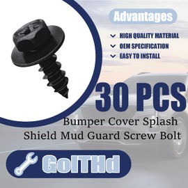 GolTHd 30PCS Front Fender Liner Screws Set, Compatible with Toyota Lexus RAV4 Avalon Camry Highlander Prius, Bumper Cover Splash Shield Mud Gurad Flap Screws Replaces 90159-60498