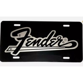 BLVD Fender Guitars Logo #1 Laser Engraved License Plate Car Tag Gift Flat Black