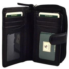 Visconti Ladies Medium Leather Purse/Wallet Heritage Collection Gift Boxed (Black)