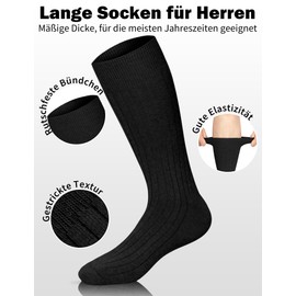 Kiiwah 4 Pairs of Men's Long Socks 39-42 43-46 47-50 Men's 76% Cotton Knee Socks Men's Socks Knitted Socks Thermal Warm Winter, black