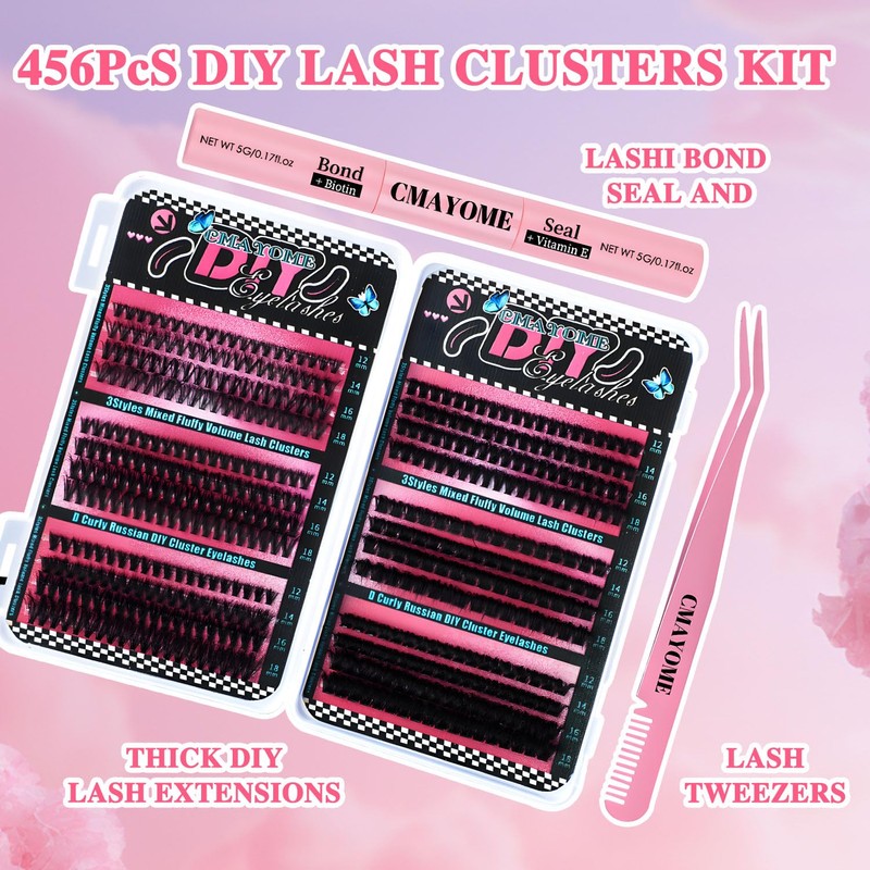 MOTIBACK 456pcs mixed set false eyelashes-pink set