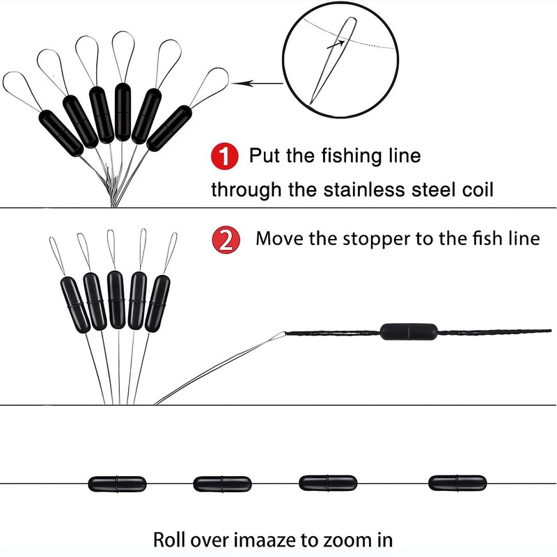 Conskyee 600 Pieces Fishing Rubber Bobber Stops, 6 in 1