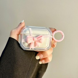 BayuCagou Cute Case for AirPod Pro 2nd Generation with Cleaning Kit,3D Bow Tie Ribbon Pattern Design for Women Girl,Soft Silicone Shockproof Protective Skin Cover with Keychain for Pro 2nd Generation