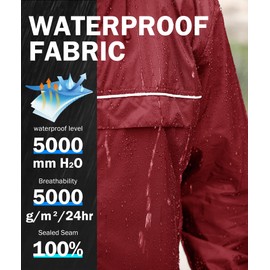 SWISSWELL Mens Waterproof Windbreaker Rain Jacket Lightweight Packable Raincoat with Hood for Golf Hiking Travel Red XXXL