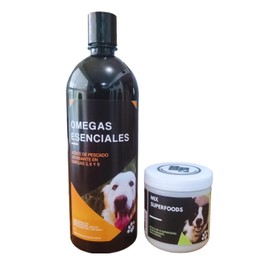 Dúo de Superalimentos para Perros: Mix Superfoods y Omegas Esenciales Aceite de Pescado