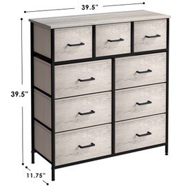Sorbus Dresser with 9 Faux Wood Drawers - Storage Unit Organizer Chest for Clothes - Bedroom, Hallway, Living Room, Closet, & Dorm Furniture - Steel Frame, Wood Top, & Easy Pull Fabric Bins