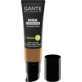 Sante Naturkosmetik SANTE Naturkosmetik High Coverage Natural Foundation 08 Warm Chestnut, vegane Grundierung mit Bio-Peptiden, mit hoher Deckkraft und einem nat1rlichen Finish, pflegende und nachhaltige Formel, 25 ml