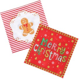 40 Pieces Christmas Paper Napkins Gingerbread Man Snowflake Bell Disposable Beverage Cocktail Napkins Napkins Xmas Winter Tableware Serviettes Luncheon Dinner Napkin Merry Christmas Party Decor