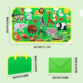 Portable Felt Story Board for Kids, Fuzzy Felt Board Set for Imaginative Play, Educational Storytelling Board for Preschool, Easy to Carry Travel Toy, Creative Learning for Toddlers（Green）