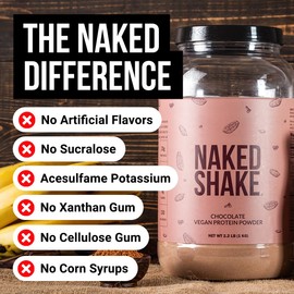 NAKED Shake - Chocolate Protein Powder - Plant Based Protein Shake with Mct Oil, Gluten-Free, Soy-Free, No Gmos Or Artificial Sweeteners - 30 Servings