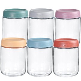 Yephets 16 oz Glass jars with Airtight Lids,Wide Mouth Mason Jars,Glass Storage Containers with Lids for Fruit,Overnight Oats Containers with Lids,Salad Dressing, Sauce,Cereal,Yogurt,Snacks (6)
