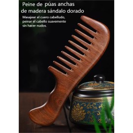 Iwansol Peine Antifrizz De Madera De Sándalo Dorado Antiestático