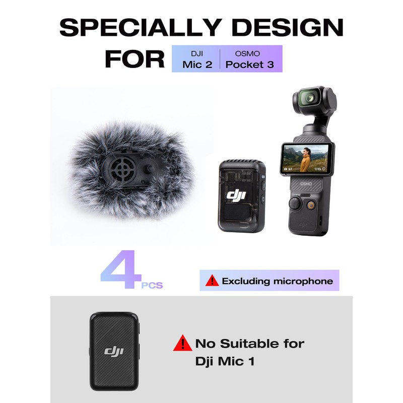 SUNMON Furry Mic Windscreen for DJI Mic 2, Furry Mic