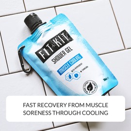 Fit Kit Muscle Cooling Sports Shower Gel - Mens & Women Body Wash for Post Exercise - With Peppermint & Charcoal Providing Fast Recovery from Muscle Soreness - 200ml x 2
