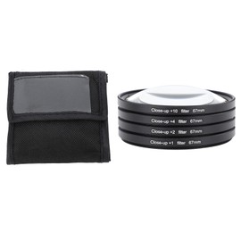 Close Up Filter Kit 4 in 1 +1 +2 +4 +10 Macro Lens Filter Optical Glass with Storage Pouch Camera Filter for Digital Camera Photo 67mm