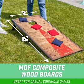 GoSports 4 x 2 ft Rustic Design Cornhole Game Set - Includes Two 4 x 2 ft Boards, 8 Bean Bags, and Carry Case