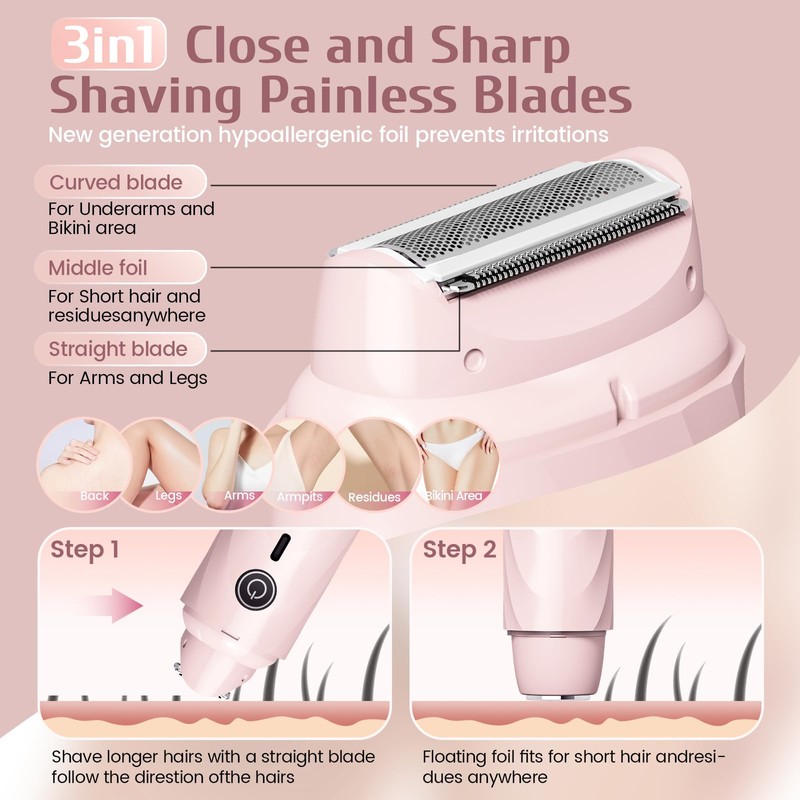 4-in-1 Electric Razor Bikini Trimmer & Facial Hair Remover for