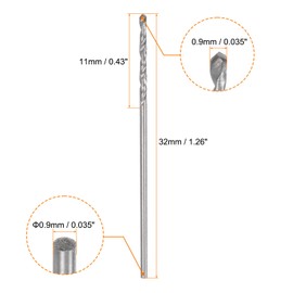 HARFINGTON 25pcs Micro Jobber Twist Drill Bits #63 0.9mm / 0.0354" High Speed Steel HSS Mini Drilling Bit Tool for Stainless Steel Aluminum Wood Plastic