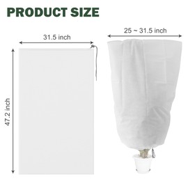 Alpurple 4 Packs Winter Zipper Plant Covers - 47" X 31.5" Warm Plant Protection Cover Bags, Frost Cloth Blanket Protecting Fruit Tree Potted Plants from Freezing Animals Eating