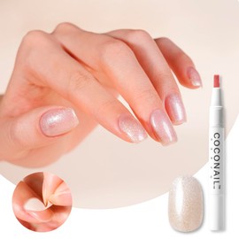 coconail HEMA Free Peel Off Gel Nail Self Nail Gel Nail Seal Peel Off Color Gel Nail Tip Anti-allergy Transparent Easy Beginner Self Kit Set Clear Base Shine Glitter Top Pen Brush Stick COCONAIL S03