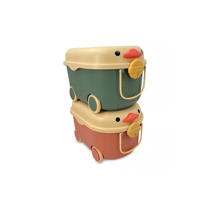 Escanver Caja Plastico Pato 48x32x56cm Organizador Casa Juguetes Rued