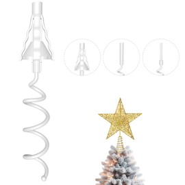Christmas Tree Topper Holder - Twist On Universal Stabilizer with Adjustable Attachments. Secure Lock for Treetop Ornaments, Fits Most Basic Tree Types & Topper Bases (White)
