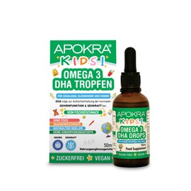 Omega 3 Vegan - No Fish Flavour - Vegan Omega 3 Oil for Infants, Toddlers and Children - Sustainable Algae Oil, Alternative to Fish Oil - 50 ml | APOKRA Kids Vegan Omega 3 Algae Oil