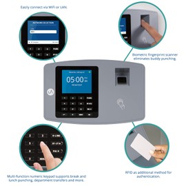 uAttend JL2500 Biometric Fingerprint Time Clock System for Small Business with WiFi and Cloud-Based Employee Timecards