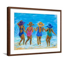 ART.COM Framed Wall Art Prints Ladies on the Beach I by Julie DeRice, Figurative Decor, 24" x 18", Espresso Frame with White Mat