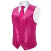 DiBanGu Mens Sequins Vest and Tie Set Solid V-Neck Shiny