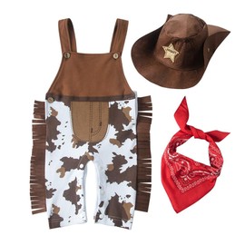 Lito Angels Cowboy Costume Clothing Fancy Dress with Bandana and Hat for Toddler Boys Size 2-3 Years 98, Brown (Tag Number 110)