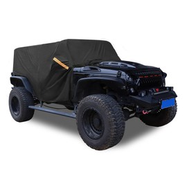 Partuto SUV Car Cover Cab Cover for Jeep Wrangler JK JL Hardtop 4 Door 2007-2021 Outdoor Sun Dust Snow Protection 210D Oxford with Driver Door Zipper Black Replacement