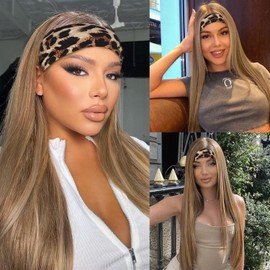 SAPPHIREWIGS Blonde Headband Wig for Women Highlight Honey Blonde Straight Synthetic Headband Wig Glueless Heat Resistant Natutal Looking for Daily Party Use 26 Inch