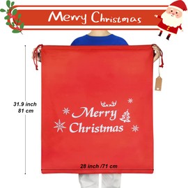 Cotton Gift Bags with Drawstring,28x32Inch Christmas Drawstring Gift Bags Extra Large Fabric Gift Bags Xmas Gift Bags Cloth Pouches for Package Birthday Thanksgiving Holiday Party(1Pack)
