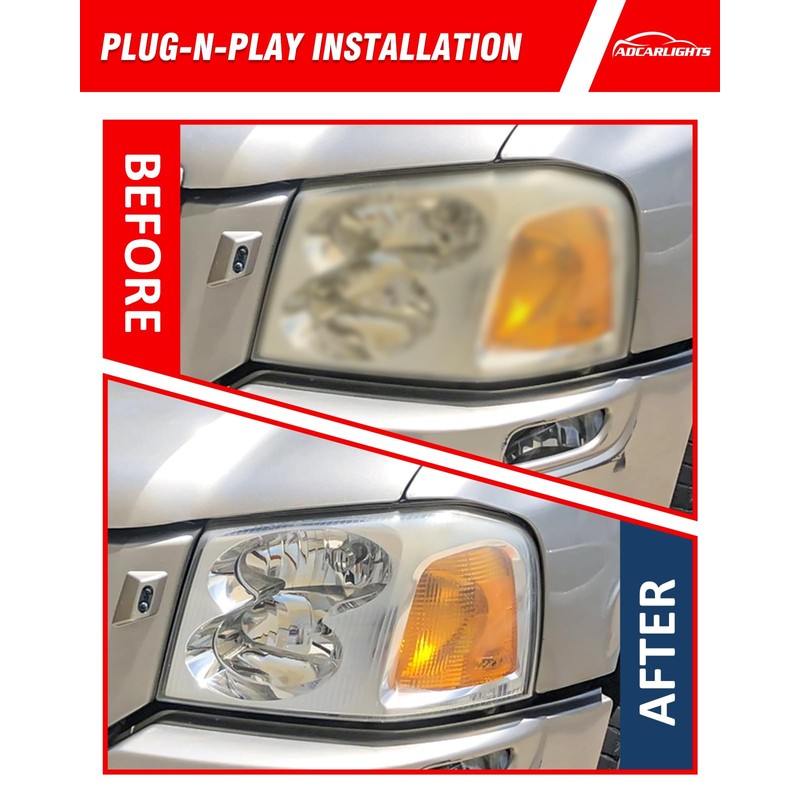 ADCARLIGHTS for 2002-2009 GMC Envoy Halogen Headlight W/O Bulbs