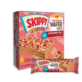 SKIPPY P.B. & Jelly Wafer Bars, Strawberry Jelly Flavor, Real Fruit & Oats, 6 Individually Wrapped Bars (7.8 oz)