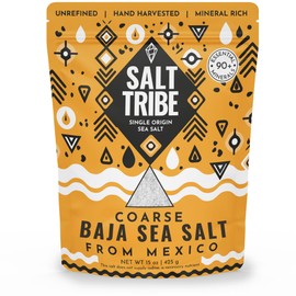 Salt Tribe | Baja Sea Salt Coarse | 90+ Trace Minerals | Hydration Support | Sal Organica | Low Sodium | Organic & Unrefined | Salt for Grinder | 15 oz | Single Origin Mexico | 425+ Servings
