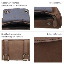 Gusti Judith A. Leather Bicycle Bag Handlebar Bag Saddle Bag Leather Dark Brown Women Men Brown Vintage
