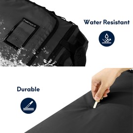 Haimont Foldable Duffel Bag Backpack with Shoe Compartment Water Resistant Large Travel Duffle Bag for Men Women to Hiking Camping Gym Sports, 50L, Black