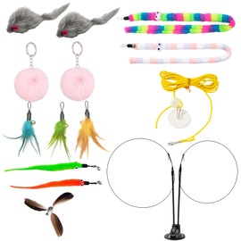 15pcs Cat Toy, Interactive Cat Toy Self-Employment, Toy Set for Cats with Feathers, Balls and Suction Cup, Ideal for Indoor Cats and Multi-Cat Households