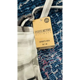 Victoria's Secret PINK Active Victorias Secret Sports Bra  Lightly Lined GREY CAMO SIZE S Small