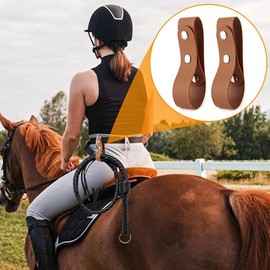 2 pcs Equestrian Whip Holster Belt Loop, Soft PU Leather Belt Whips Holder Bullwhip Whip Loop with 2 Snaps for Lasso Rope/Horse Riding Whips/Crops Belt/Clothing Accessories(Color:Brown)