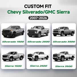 GIANT PANDA Waterproof Neoprene 2 Pack Front Car Seat Covers Custom Fit Chevy Silverado & GMC Sierra 1500 2500 3500 2007-2026 Crew Extended Double Cab Trucks, Leak-Proof Wetsuit (Black)