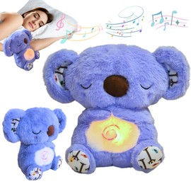 JULI 2026 Anxiety Relief Koala, Breathing Stitch Breathing Teddy Anxiety Bear with Calming Music, Lights, Sleeping Otter Plush, Soothing Koala for Adults & Kids, Stress Relief Stuffed Animal