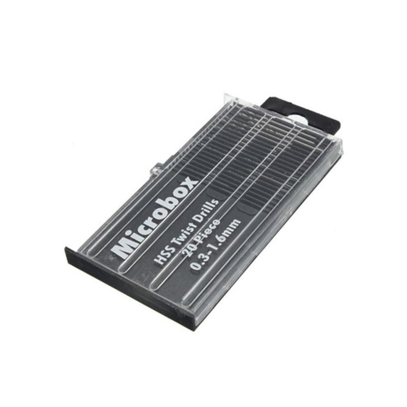 Twist Drill Bits Set, 20 Pieces 0.3-1.6 mm HSS Mini